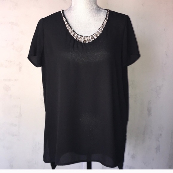 Soprano Brand New Black Embellished Fancy Tee - Picture 1 of 8